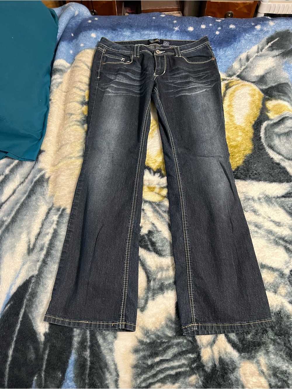 Angels Dark Wash Wide Leg Jeans - Black Denim Look